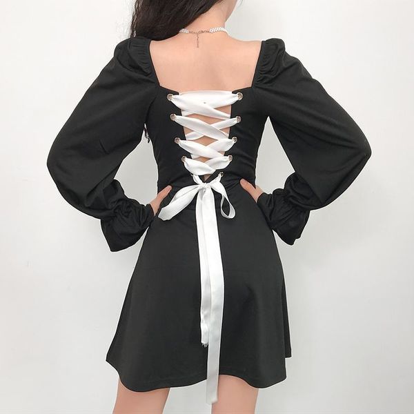 casual dresses women solid lace-up high waist a-line dress vintage square collar long sleeve above knee vestidos cute clothing, Black;gray
casual dresses women solid lace-up high waist a-line dress vintage square collar long sleeve above knee vestidos cute clothing, Black;gray