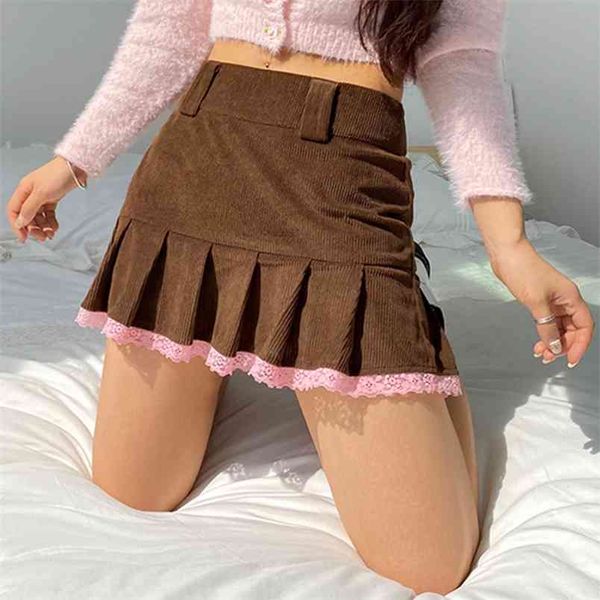 vintage brown corduroy high waisted e girl pleated skirts women 90s y2k aesthetic mini skirt lace patched kawaii clothes 210510, Black
vintage brown corduroy high waisted e girl pleated skirts women 90s y2k aesthetic mini skirt lace patched kawaii clothes 210510, Black