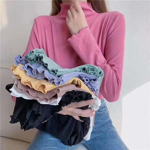 women's t-shirt turtleneck long sleeve solid thin stretchable basic women cute t shirt lolita sweet korean, White
women's t-shirt turtleneck long sleeve solid thin stretchable basic women cute t shirt lolita sweet korean, White