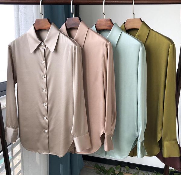 women's blouses & shirts elfstyle latest high-end female silk long sleeve solid color blouse shirt top, White
women's blouses & shirts elfstyle latest high-end female silk long sleeve solid color blouse shirt top, White