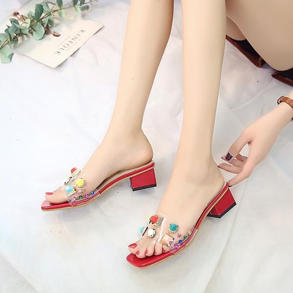 slippers women shoes rivet transparent slides casual mules summer high heels pvc rubber beach bling, Black
slippers women shoes rivet transparent slides casual mules summer high heels pvc rubber beach bling, Black