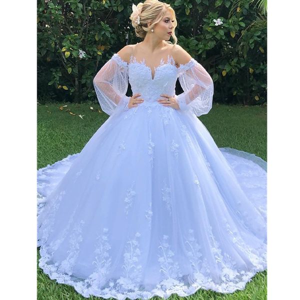 lace appliques bridal dresses brand bohemian strapless wedding maxi dress women full lantern sleeve tulle beach garden party gowns, White
lace appliques bridal dresses brand bohemian strapless wedding maxi dress women full lantern sleeve tulle beach garden party gowns, White