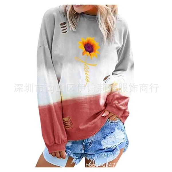 women's hoodies & sweatshirts 2021 autumn and winter amazon foreign trade selling printed with holes gradient color casual long-sleeve, Black
women's hoodies & sweatshirts 2021 autumn and winter amazon foreign trade selling printed with holes gradient color casual long-sleeve, Black
