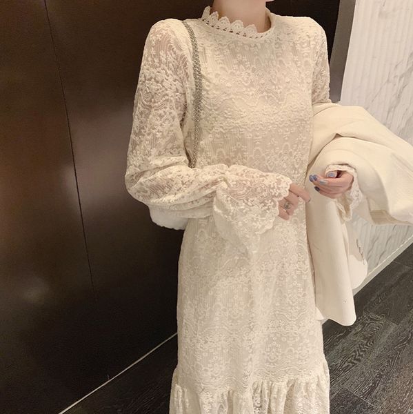 dresses autumn long sleeve white lace women medium length high waist skirt beige ladies vintage, Black;gray
dresses autumn long sleeve white lace women medium length high waist skirt beige ladies vintage, Black;gray