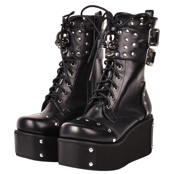 gothic punk platform leather motorcycle boots women spring winter rivet black demonia skull high heels ankle lolita shoes
gothic punk platform leather motorcycle boots women spring winter rivet black demonia skull high heels ankle lolita shoes