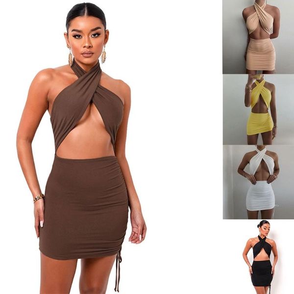 casual dresses q1fa women cross halter cut out backless ruched drawstring bodycon mini dress, Black;gray
casual dresses q1fa women cross halter cut out backless ruched drawstring bodycon mini dress, Black;gray