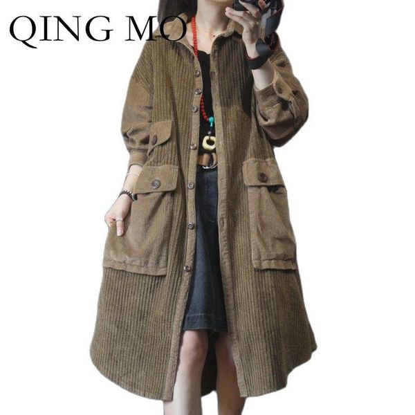 women's trench coats qing mo autumn winter fashion women windbreaker coat loose thin pockets stitching padded 2021 trend cardigan jacke, Tan;black
women's trench coats qing mo autumn winter fashion women windbreaker coat loose thin pockets stitching padded 2021 trend cardigan jacke, Tan;black