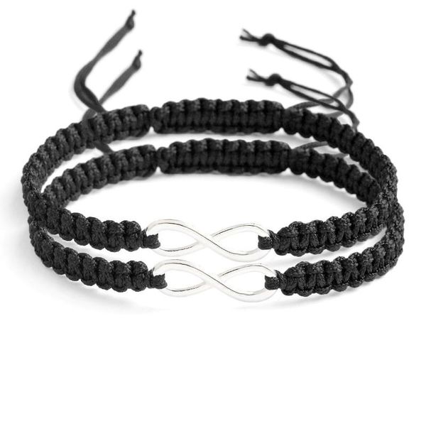 link, chain 2pcs infinity handmade bracelet set friendship love couples jewelry, Black
link, chain 2pcs infinity handmade bracelet set friendship love couples jewelry, Black