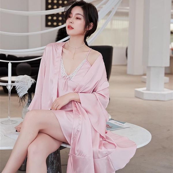 women's sleepwear women ruffles 2pcs nighty&robe suit intimate lingerie satin kimono robe gown nightwear silky nightdress homewear, Black;red
women's sleepwear women ruffles 2pcs nighty&robe suit intimate lingerie satin kimono robe gown nightwear silky nightdress homewear, Black;red