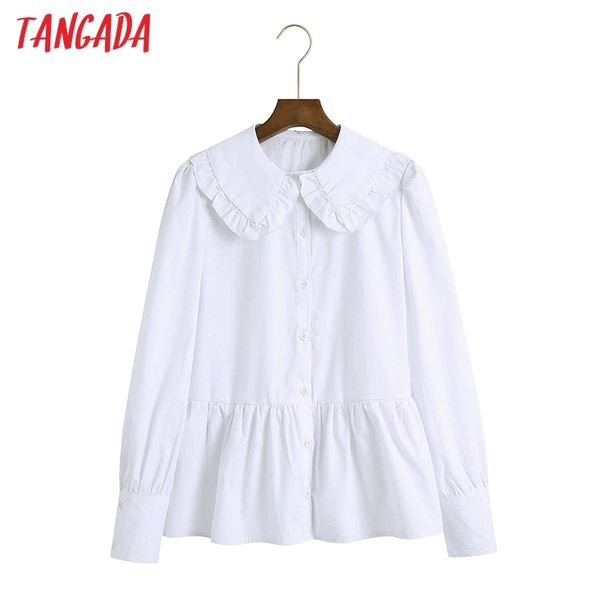 women ruffles white shirts long sleeve solid peter pan collar elegant female blouses 6z56 210416
women ruffles white shirts long sleeve solid peter pan collar elegant female blouses 6z56 210416