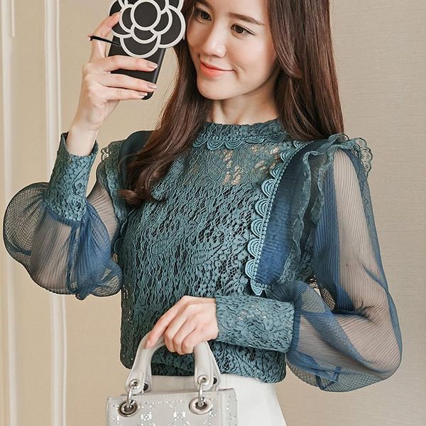 women's blouses & shirts fashion women 2021 lace hollow blouse shirt and long sleeve female, White
women's blouses & shirts fashion women 2021 lace hollow blouse shirt and long sleeve female, White