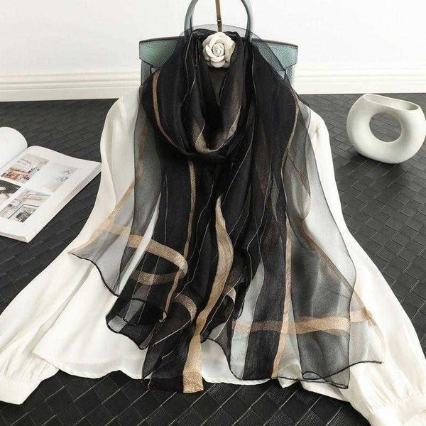 autumn and winter golden check wool blend solid striped silk scarf women's shawl, Blue;gray
autumn and winter golden check wool blend solid striped silk scarf women's shawl, Blue;gray