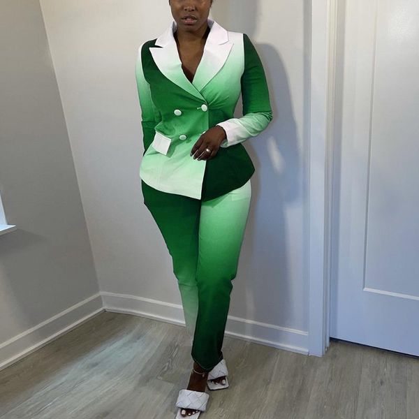 women's two piece pants gradient color women blazer suit office lady formal outfits double breasted long sleeve jacket+pencil legging a, White
women's two piece pants gradient color women blazer suit office lady formal outfits double breasted long sleeve jacket+pencil legging a, White