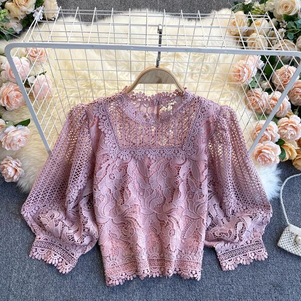 women's blouses & shirts 2021 temperament fashion spring french hollow blouse female lace round neck puff sleeve blusa all-match short, White
women's blouses & shirts 2021 temperament fashion spring french hollow blouse female lace round neck puff sleeve blusa all-match short, White