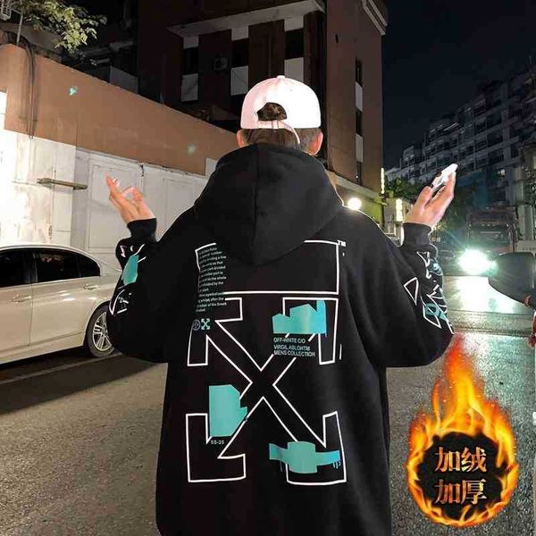 winter new fashion brand off plush thickened hooded sweater and wo lovers' loose student coat men's wear, Black
winter new fashion brand off plush thickened hooded sweater and wo lovers' loose student coat men's wear, Black