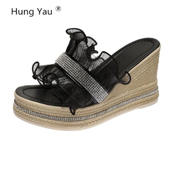 wedges sandals summer style platform flip flops cool slip on creepers casual shoes woman rhinestones bling lotus leaf size 35-39, Black
wedges sandals summer style platform flip flops cool slip on creepers casual shoes woman rhinestones bling lotus leaf size 35-39, Black