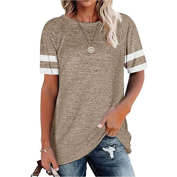women's t-shirt 2021 summer o-neck color matching loose casual short-sleeved plus size multicolor fashion, White
women's t-shirt 2021 summer o-neck color matching loose casual short-sleeved plus size multicolor fashion, White