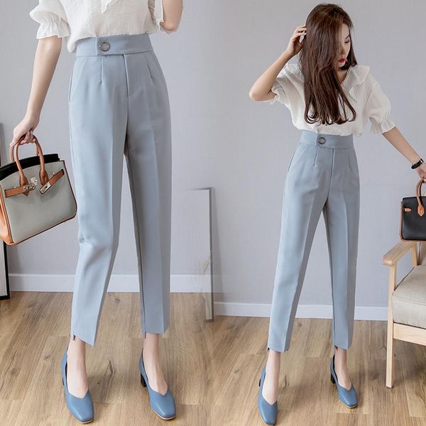 women's pants & capris 2021 fashion korean ol style women formal harem button high waist elegant office lady ankle-length female, Black;white
women's pants & capris 2021 fashion korean ol style women formal harem button high waist elegant office lady ankle-length female, Black;white