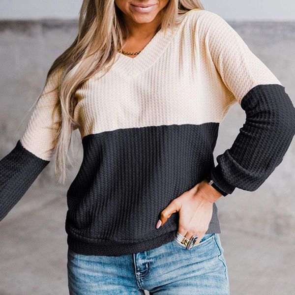 women's sweaters loose autumn winter v neck sweater women pullover plus size womens oversized splice jumper tp, White;black
women's sweaters loose autumn winter v neck sweater women pullover plus size womens oversized splice jumper tp, White;black