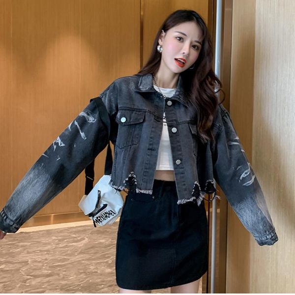 women's jackets woman jacket fall 2021 vintage denim women short long sleeve hole frayed black jean 633a, Black;brown
women's jackets woman jacket fall 2021 vintage denim women short long sleeve hole frayed black jean 633a, Black;brown