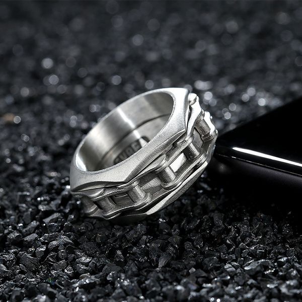 ins fashion creative hip hop chain pattern punk ring men's pendant accessories, Silver
ins fashion creative hip hop chain pattern punk ring men's pendant accessories, Silver
