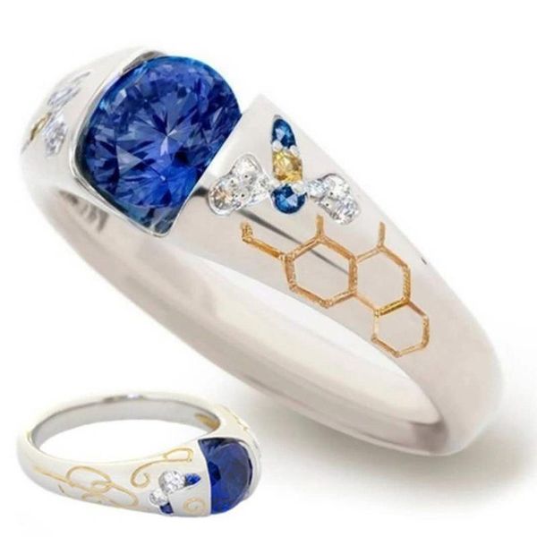 cluster rings fashion creative honeycomb bee wedding for women elegant blue white zircon glamour ring boho jewelry girl gift bijoux, Golden;silver
cluster rings fashion creative honeycomb bee wedding for women elegant blue white zircon glamour ring boho jewelry girl gift bijoux, Golden;silver