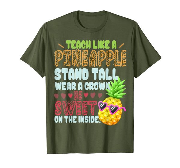 teach like a pineapple stand tall shirt for women teacher, White;black