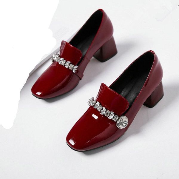 dress shoes burgundy high-heeled single women rhinestone middle heel leather square head black patent women's work shoe
dress shoes burgundy high-heeled single women rhinestone middle heel leather square head black patent women's work shoe