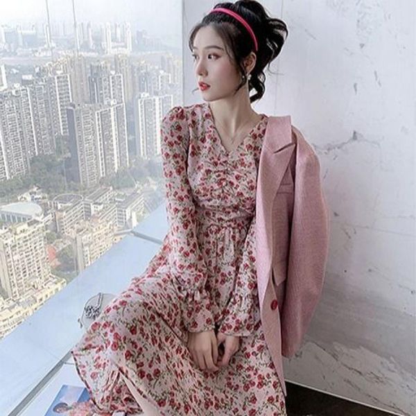 casual dresses fashion v-neck chiffon floral dress women long sleeves high waist loose slim midi, Black;gray
casual dresses fashion v-neck chiffon floral dress women long sleeves high waist loose slim midi, Black;gray