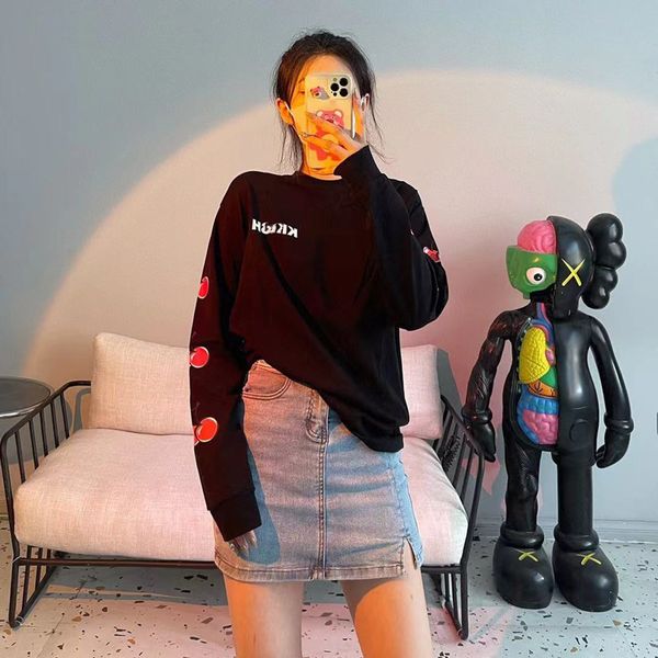 21ss autumn winter new fashion loose red cherry letter printed thin long sleeve t-shirt ins trend commuter, White
21ss autumn winter new fashion loose red cherry letter printed thin long sleeve t-shirt ins trend commuter, White