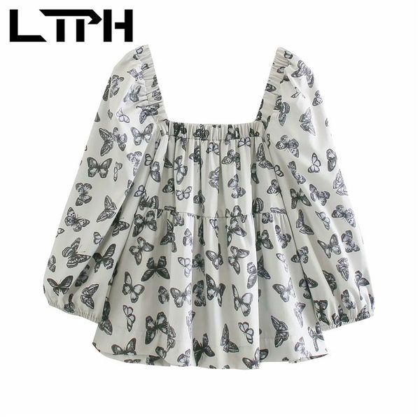 fashion butterfly print blouses women shirt casual loose pullover vintage square collar lantern sleeve summer 210427, White
fashion butterfly print blouses women shirt casual loose pullover vintage square collar lantern sleeve summer 210427, White
