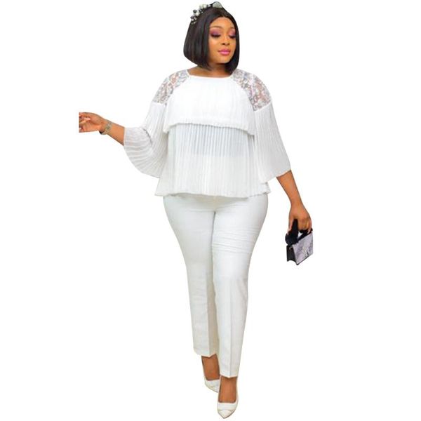 women's two piece pants set winter spring african dashiki fashion solid color suit and trousers suits party for women outfits, White
women's two piece pants set winter spring african dashiki fashion solid color suit and trousers suits party for women outfits, White