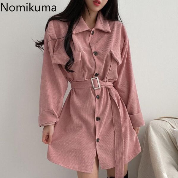 casual dresses nomikuma autumn winter corduroy women blouse dress belt slim waist elegant long sleeve vestidos 6d464, Black;gray 
casual dresses nomikuma autumn winter corduroy women blouse dress belt slim waist elegant long sleeve vestidos 6d464, Black;gray