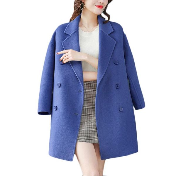 women's wool & blends autumn winter woolen coat women korean fashion long coats quality sleeve double breasted casual overcoats f820, Black
women's wool & blends autumn winter woolen coat women korean fashion long coats quality sleeve double breasted casual overcoats f820, Black