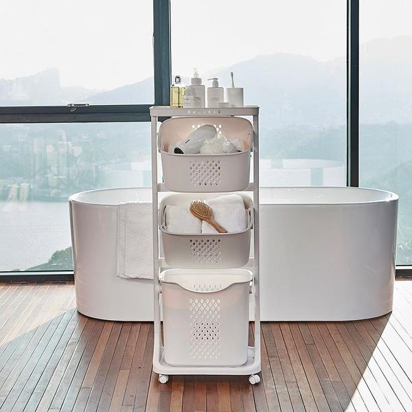 layered design dirty clothes storage basket, universal wheel household bucket bathroom shelf laundry bags
layered design dirty clothes storage basket, universal wheel household bucket bathroom shelf laundry bags