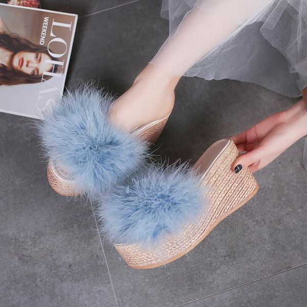 slippers 2021 high heel sandals women feather fur wedge shoes fashion beach platform flip flops, Black
slippers 2021 high heel sandals women feather fur wedge shoes fashion beach platform flip flops, Black