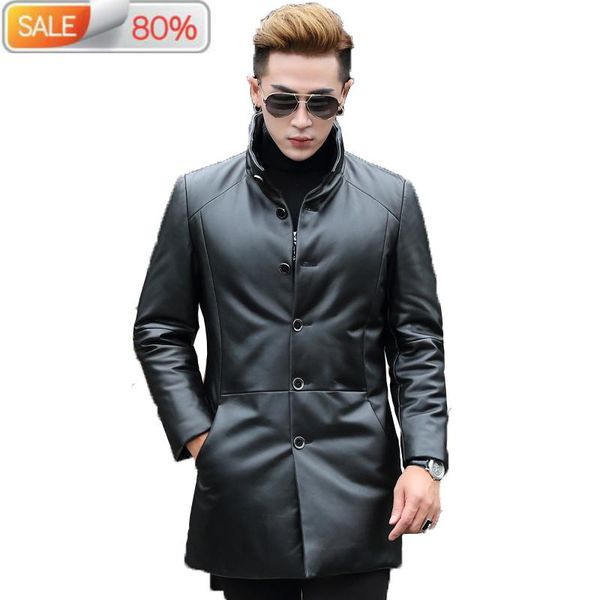men's leather & faux winter genuine jacket sheepskin coat long thick warm parka homme outerwear t-01-1737 b21612, Black
men's leather & faux winter genuine jacket sheepskin coat long thick warm parka homme outerwear t-01-1737 b21612, Black