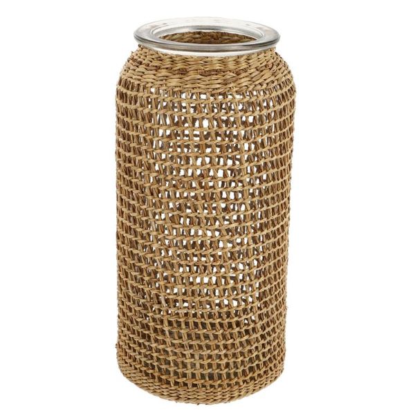 vases 1pc household glass vase grass straw woven flower vessel plant ornament