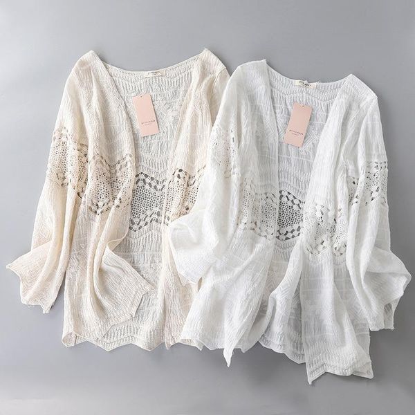 women's blouses & shirts middle hollow cotton embroidery lace cardigan coat spring seaside holiday sun protection women white long slee
women's blouses & shirts middle hollow cotton embroidery lace cardigan coat spring seaside holiday sun protection women white long slee