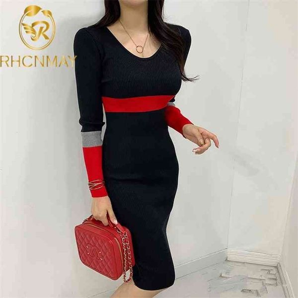knitted patchwork color long sleeve fashion v-neck high waist dresses women sheath slim autumn winter knit 210520, Black;gray
knitted patchwork color long sleeve fashion v-neck high waist dresses women sheath slim autumn winter knit 210520, Black;gray
