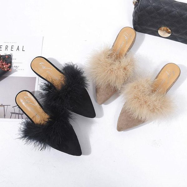ladies classics mules shoes women summer casual outdoor slippers fashion pointed toe with fur low heels elegant indoor slides, Black
ladies classics mules shoes women summer casual outdoor slippers fashion pointed toe with fur low heels elegant indoor slides, Black