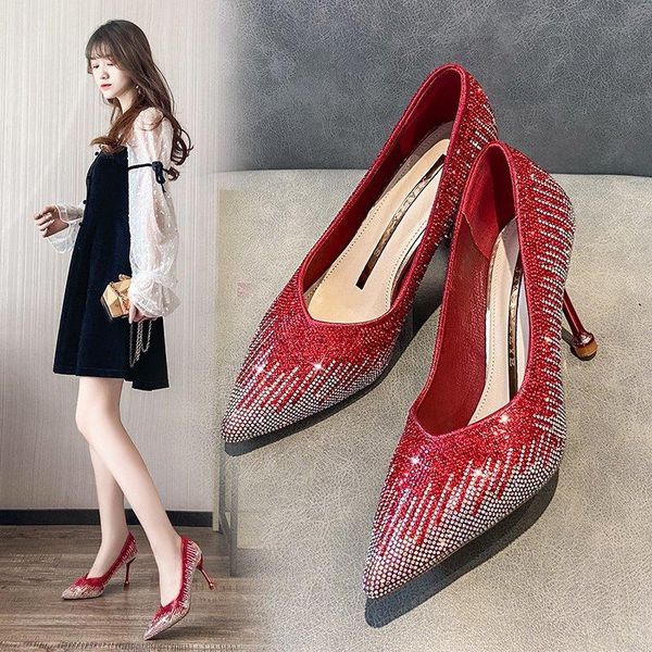 dress shoes crystal spring women's fashion pointed toe red high-heeled exquisite ladies party zapatillas mujer, Black
dress shoes crystal spring women's fashion pointed toe red high-heeled exquisite ladies party zapatillas mujer, Black