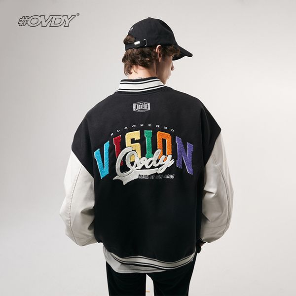 wxwovdy 2021 autumn winter new american stre lter embroidery off shoulder coat men's baseball et, Black;brown
wxwovdy 2021 autumn winter new american stre lter embroidery off shoulder coat men's baseball et, Black;brown