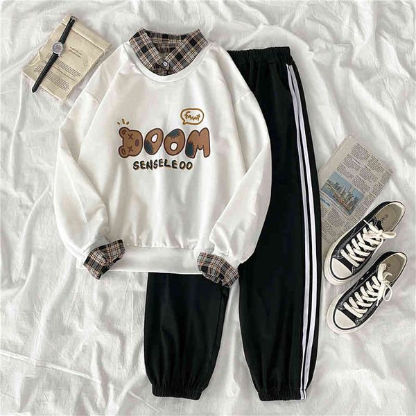 a collection of two people. women's long sved hoodie, + women's trousers, casual loose sportswear, student white sportswear, Gray
a collection of two people. women's long sved hoodie, + women's trousers, casual loose sportswear, student white sportswear, Gray