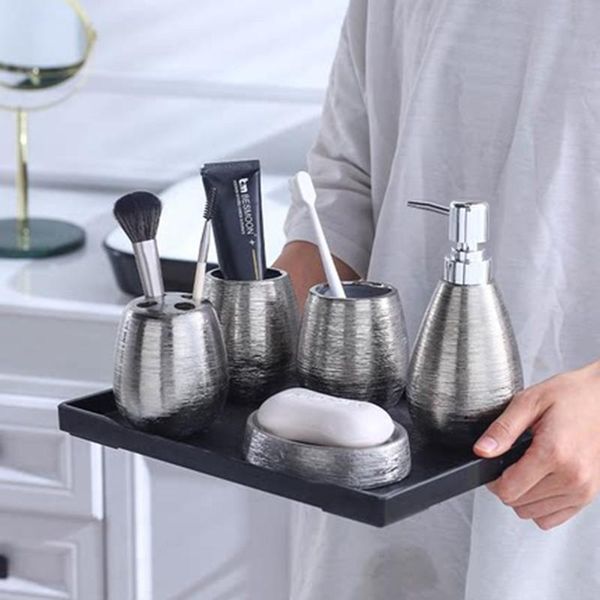 handmade retro brushed ceramic bathroom five-piece set wedding wash kit/melamine tray/lotion soap dispenser/toothbrush holder /s bath access
handmade retro brushed ceramic bathroom five-piece set wedding wash kit/melamine tray/lotion soap dispenser/toothbrush holder /s bath access