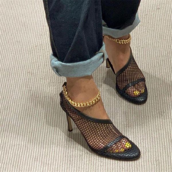 woman summer mesh sandals high heel pumps chains ankle strap hollow out ladies dress shoes black beige
woman summer mesh sandals high heel pumps chains ankle strap hollow out ladies dress shoes black beige