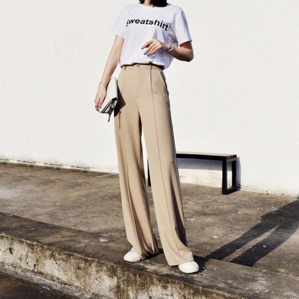 women's pants & capris 2021 spring women fashion high waist solid wide leg loose casual straight suit stylish office lady chic trousers, Black;white
women's pants & capris 2021 spring women fashion high waist solid wide leg loose casual straight suit stylish office lady chic trousers, Black;white