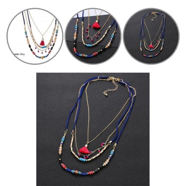 pendant necklaces fine workmanship accessory four layers tassel necklace for vacation, Silver
pendant necklaces fine workmanship accessory four layers tassel necklace for vacation, Silver