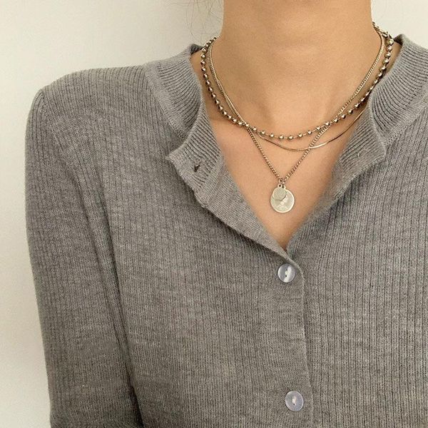 pendant necklaces titanium steel retro multi-layer coin necklace ins cold wind simple design sense clavicle chain, Silver
pendant necklaces titanium steel retro multi-layer coin necklace ins cold wind simple design sense clavicle chain, Silver