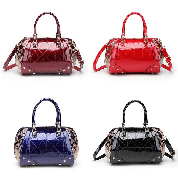 guangzhou women's patent leather portable one shoulder slant cross boston women's bag, Black;red
guangzhou women's patent leather portable one shoulder slant cross boston women's bag, Black;red